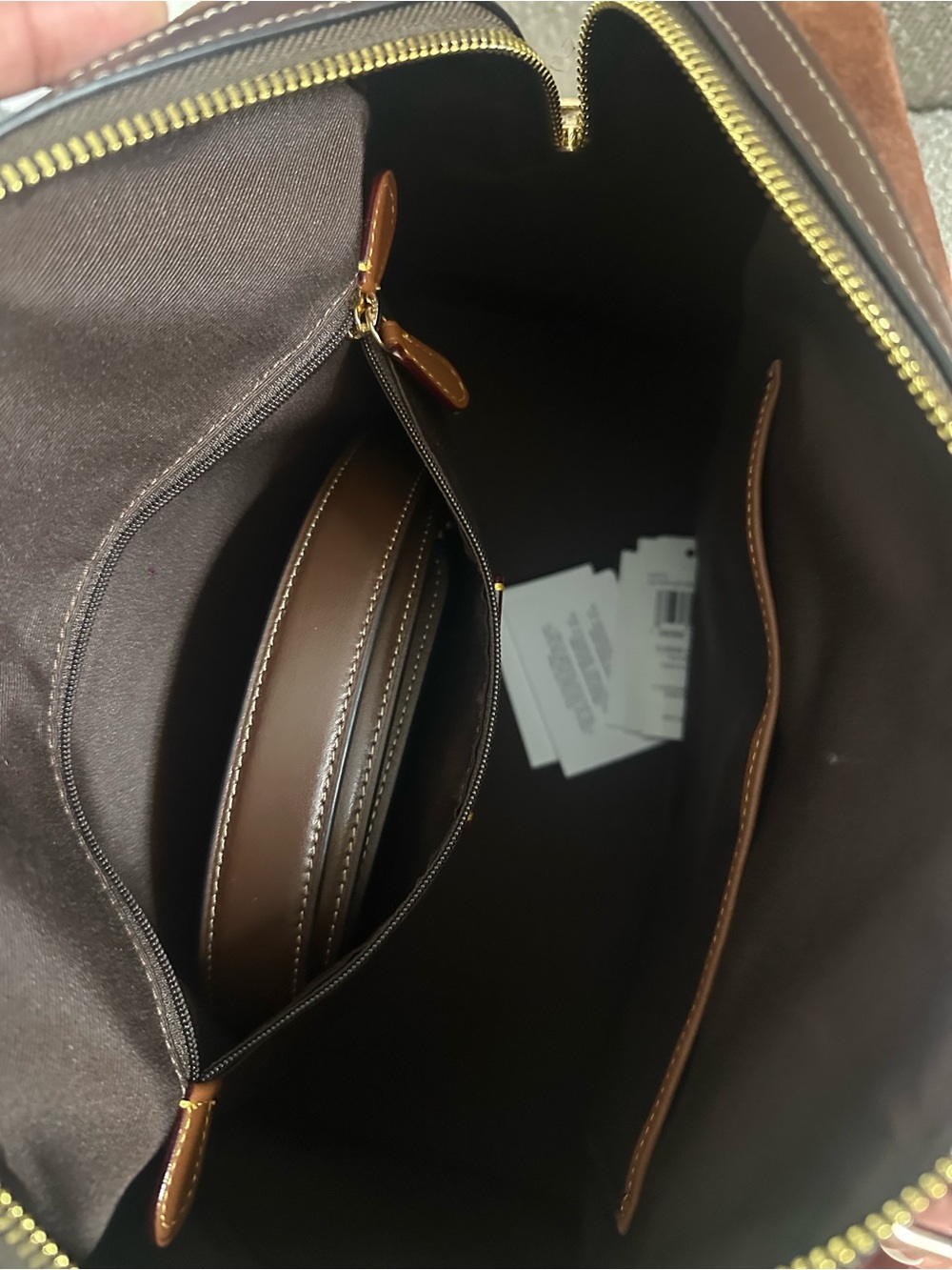 Coach Large Rowan chocolate suede - Picture 5 of 7